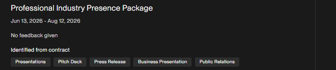 Professional Industry Presence Package contract record